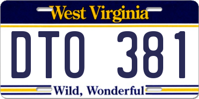 WV license plate DTO381