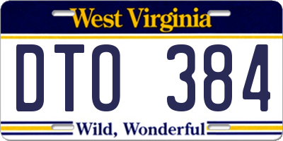 WV license plate DTO384