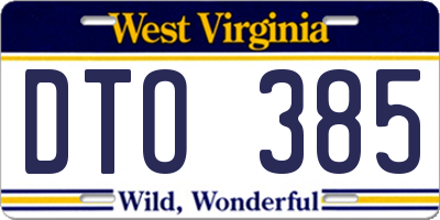 WV license plate DTO385