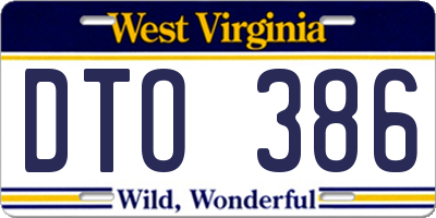 WV license plate DTO386
