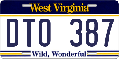 WV license plate DTO387