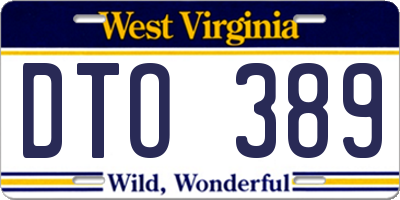 WV license plate DTO389