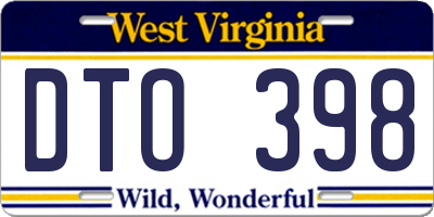 WV license plate DTO398