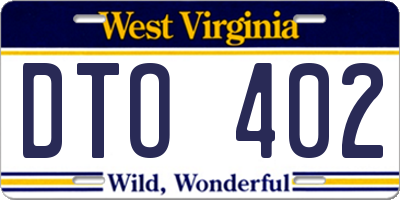 WV license plate DTO402