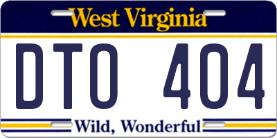WV license plate DTO404