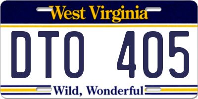 WV license plate DTO405