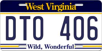WV license plate DTO406