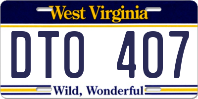 WV license plate DTO407