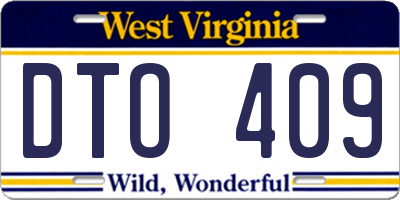 WV license plate DTO409