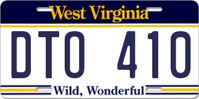 WV license plate DTO410