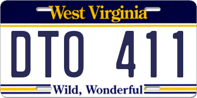 WV license plate DTO411