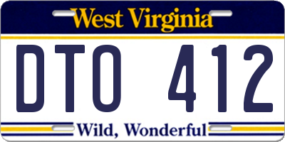 WV license plate DTO412
