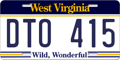 WV license plate DTO415