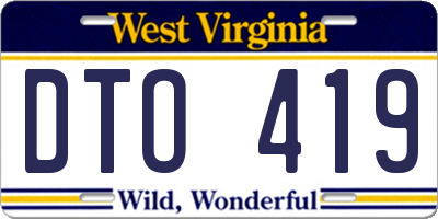 WV license plate DTO419