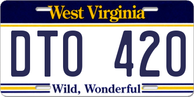 WV license plate DTO420