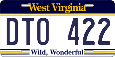 WV license plate DTO422