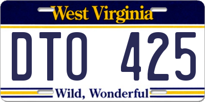 WV license plate DTO425