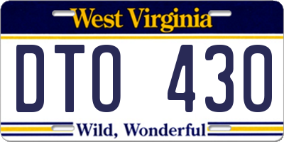 WV license plate DTO430