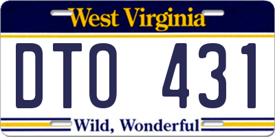 WV license plate DTO431