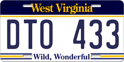 WV license plate DTO433