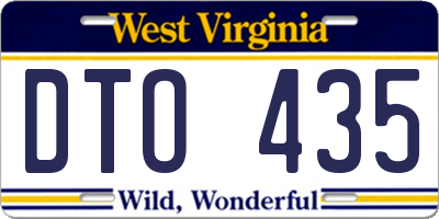 WV license plate DTO435