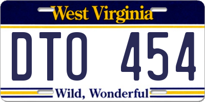 WV license plate DTO454