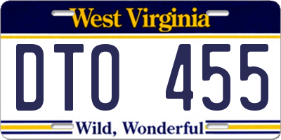 WV license plate DTO455