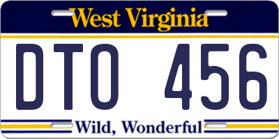 WV license plate DTO456