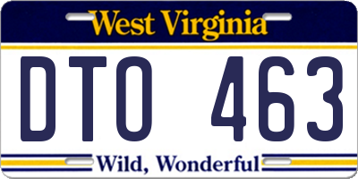 WV license plate DTO463