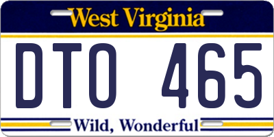WV license plate DTO465