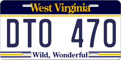WV license plate DTO470