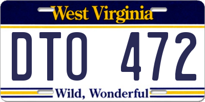 WV license plate DTO472