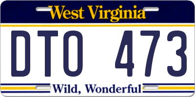 WV license plate DTO473