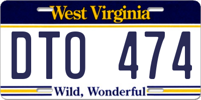 WV license plate DTO474