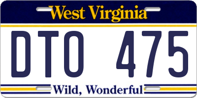 WV license plate DTO475