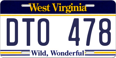 WV license plate DTO478