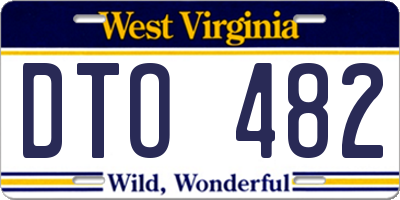 WV license plate DTO482
