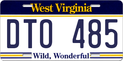 WV license plate DTO485