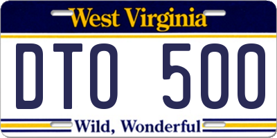 WV license plate DTO500