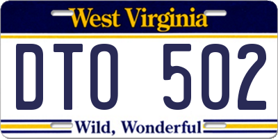 WV license plate DTO502