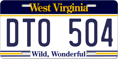 WV license plate DTO504