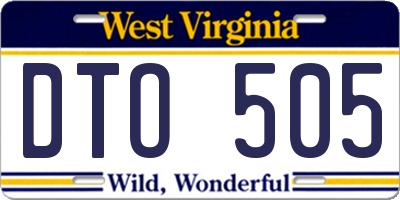 WV license plate DTO505