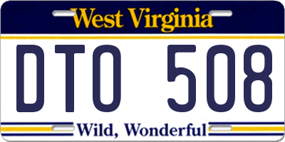 WV license plate DTO508