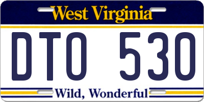 WV license plate DTO530