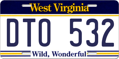 WV license plate DTO532