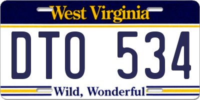 WV license plate DTO534