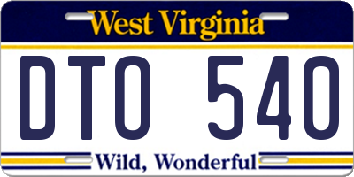 WV license plate DTO540