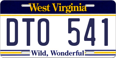 WV license plate DTO541