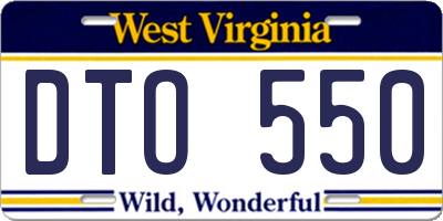 WV license plate DTO550