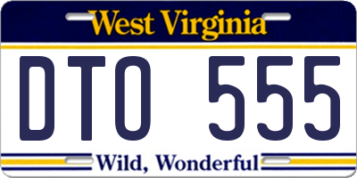 WV license plate DTO555
